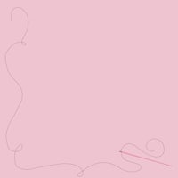 a pink background with a knitting needle on it