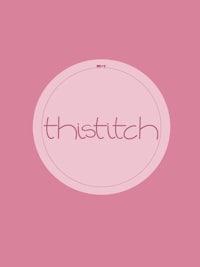 this stitch logo on a pink background