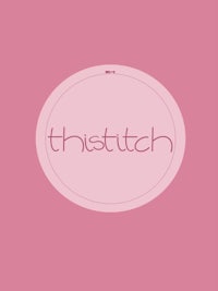 this stitch logo on a pink background